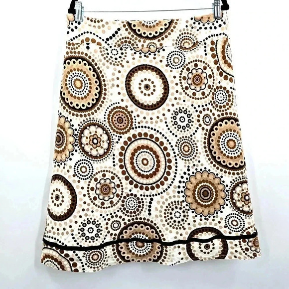 Cato Brown Floral Knee Length Flare Linen Bottom Skirt Plus 14 - Picture 2 of 5